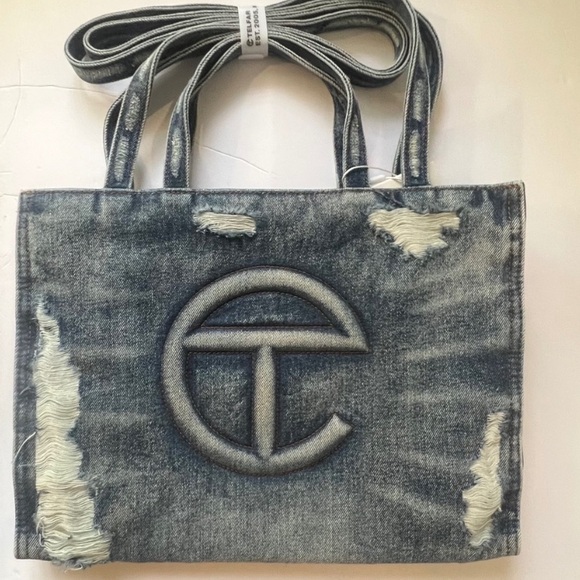 RARE distressed denim telfar bag purse - Picture 2 of 16